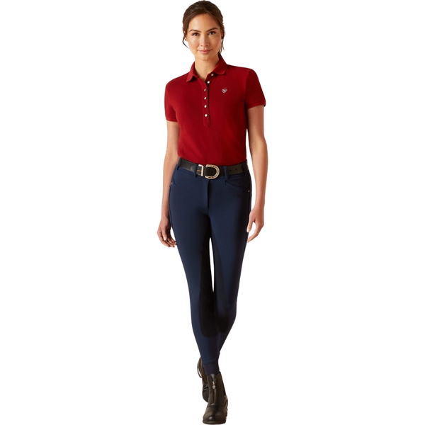 2024 Ariat Womens Prix 2 . 0 Kurze Ärmel Polo Hemd 10048741 - Sonne - Getrocknete Tomate